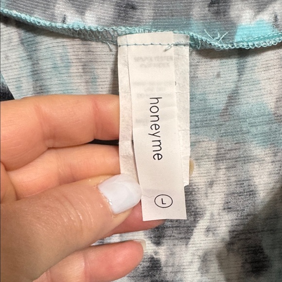 Honeyme Blue and Black Tie-Dye V-Neck Tunic - Picture 2 of 4